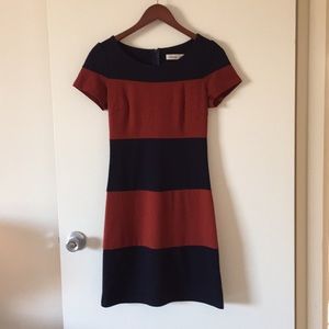 ModCloth Sunny Girl Navy/Burnt Orange Shift Dress